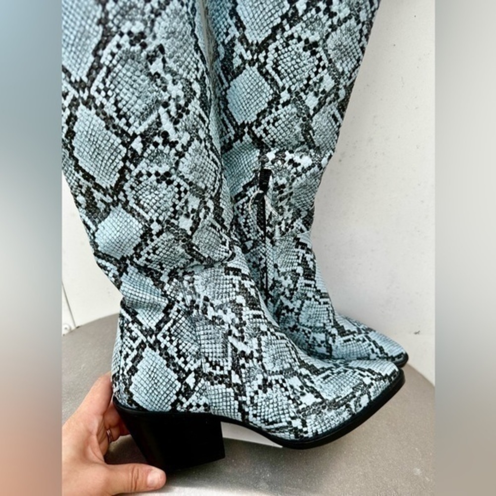 Gianni Bini Alyiraa Snake Print Stretch Over-The-Knee Block Heel Boots - Picture 11 of 11